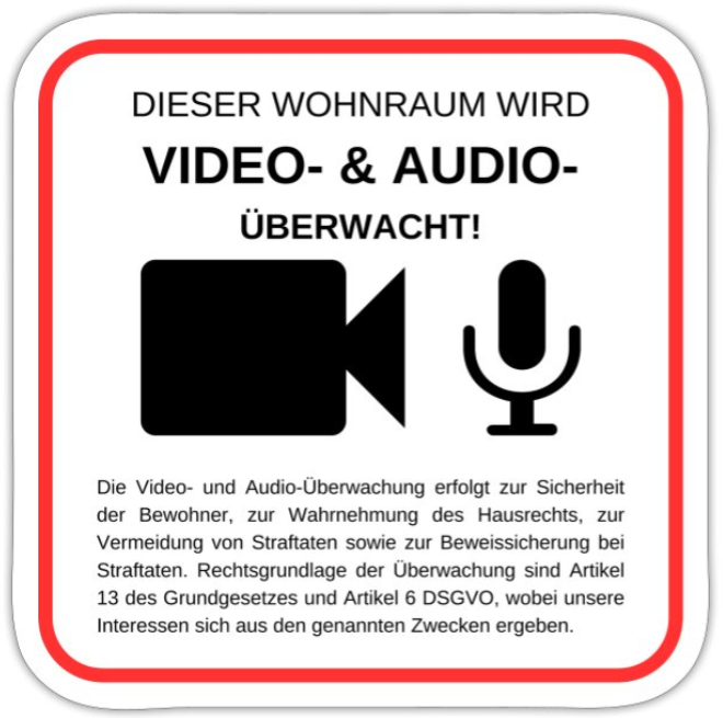 Tür-Aufkleber für Bild- und Audio-Überwachung